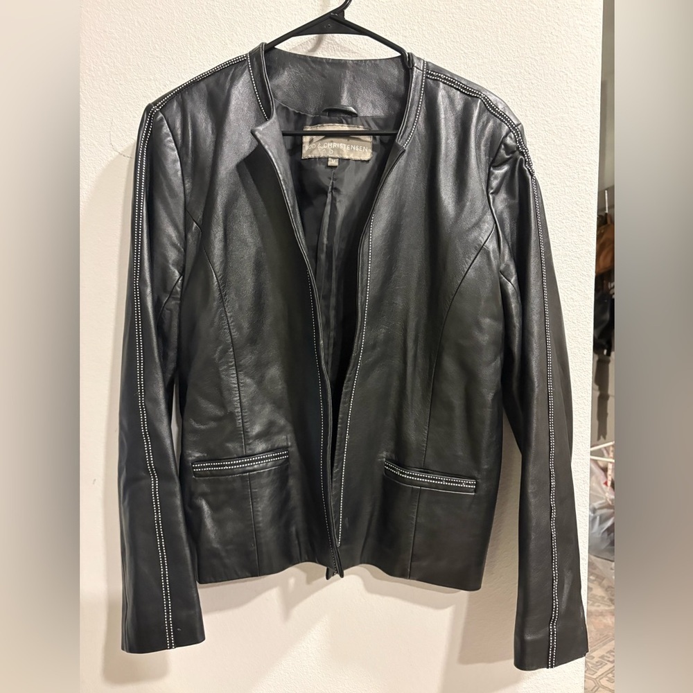 Bod & Christensen Black Genuine Leather Zip Jacket gothcore indie sleaze M